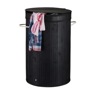 Obrázok produktu pre Relaxdays 4052025944124, 65 L, Kolo, Bamboo, Bavlna, Polyester, Čierna, Biela, Čierna, Bamboo