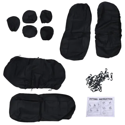 Productafbeelding van Universele autostoelhoezen, 9-delige beschermers van Polyurethanleer voor voor- en achterbank, complete set, compatibel met airbags voor autostoelen, zwart