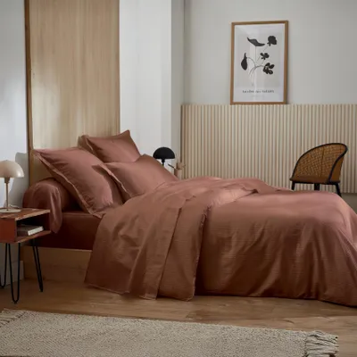 Produktbild von Bettbezug aus Baumwollsatin mit Ton-in-Ton-Streifen