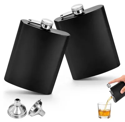 Flachmann-Set 237 ml, Edelstahl, inkl. Trichter, 2 Stück