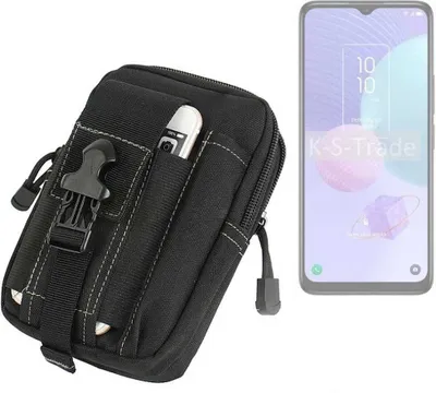 Produktbild von K-S-Trade Gürtel Tasche kompatibel mit TCL 405 Gürteltasche Holster Schutz Hülle Handy Hülle Smartphone outdoor Handy-Hülle schwarz Zusatzfächer
