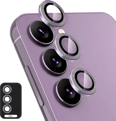 Immagine prodotto di Per Samsung Galaxy S25 5G in alluminio protettivo anello fotocamera + H9 temperato vetro duro viola