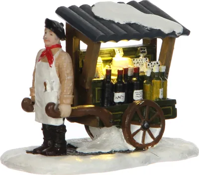 Produktbild von LuVille Weihnachtsdorf-Miniatur Marktstand mit französischen Käsesorten - L10 x B6 x H7 cm
