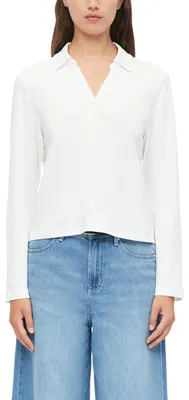 Produktbild von s.Oliver Interlock-Shirt mit Polokragen – Größe 36, 0100_weiß