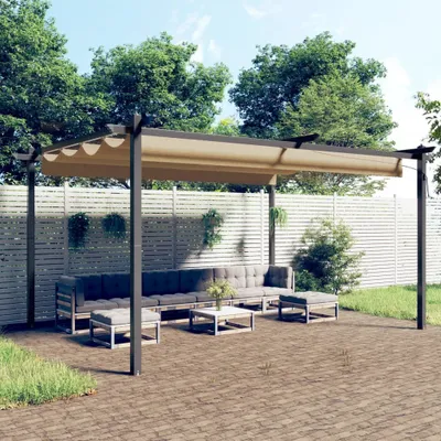 Obrázek produktu pro The Living Store Pavilon se zatahovací střechou 4x3 m Taupe