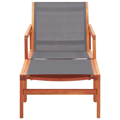 Immagine prodotto di vidaXL Sedia da giardino con poggiapiedi grigio eucalipto in legno massiccio textilene