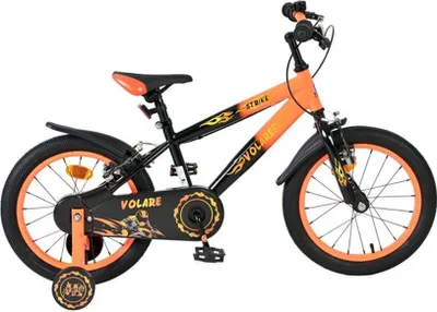 Obrázok produktu pre Detské bicykle Volare Strike – chlapčenské – 16 palcov – čierne oranžové – dve ručné brzdy