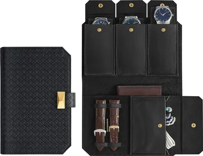 Produktbild von Songmics Uhrenbox Reiseetui für 3 Uhren Schwarz