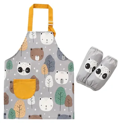 Wasserdichte Schürze mit Panda-Motiv, verstellbar, Orange