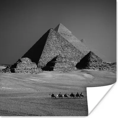Produktbild von MuchoWow® Poster Pyramide - Ägypten - Schwarz - Weiß 50x50 cm - Wohnzimmerdekoration