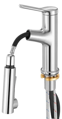 Produktbild von VEVOR Einhebel-Spültischarmatur, Massive Messing Einhebel-Küchenarmatur, 1 oder 3 Loch Küchenarmaturen mit Druckknopf-Abfluss, Geeignet für Badezimmer, Wohnmobil, Bar, öffentliche Toilette, Rückflussverhinderungsdesign, Ausziehbarer Schwenkauslauf
