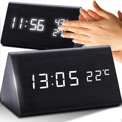Produktbild von Digitaler Wecker LED Digital Digitaluhr Wanduhr Datum 12h 24h USB Temperatur Alarm Clock Schlafzimmer Wohnzimmer Küche Büro Dimmbar Zeit Holz Retoo