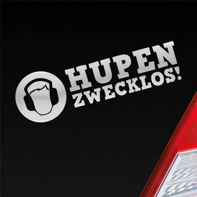 Produktbild von Auto Aufkleber Hupen zwecklos! Kopfhörer Style 15x5 cm Silber Sticker Heckscheibenaufkleber