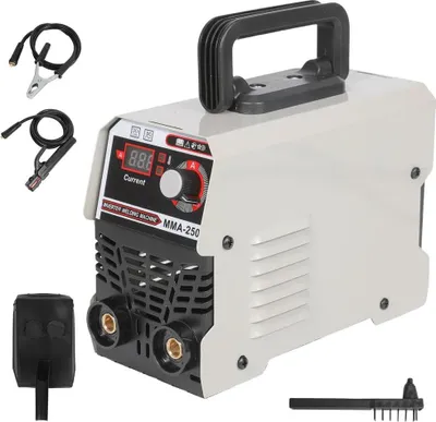 Obrázok produktu pre Zvárač MMA-250 – Invertorový zvárač pre elektródy – nastaviteľný prúd 20–250A – Prenosný, mini zvárač – konektor pre európsku zásuvku