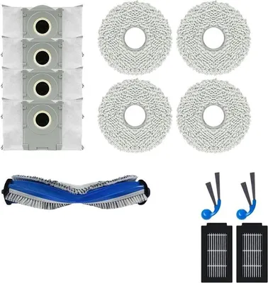 Produktbild von Mobilly Set von Bürsten, Filtern, Mopps und Beuteln für Ecovacs Deebot T30C, 13 Stück