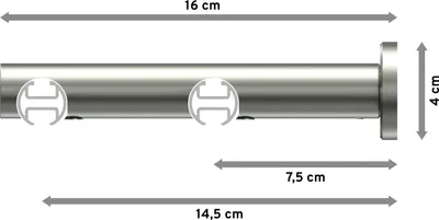 Produktbild von Interdeco Innenlaufstange / Gardinenstange mit Innenlauf Weiß / Edelstahl-Optik, Typ Platon Luino (Kugel), 20 mm Ø 2-läufig, 240 cm