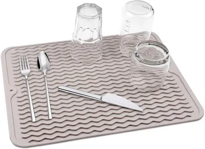 Produktbild von Abtropfmatte für Geschirr 40 x 30 cm, rutschfeste Spülmatte in Graubraun