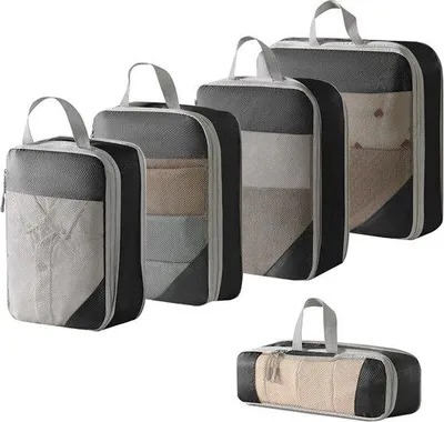 Produktbild von Famanu Reiseorganizer Set 5-teilig - Kompressionstaschen - Koffer Organizer - Schwarz