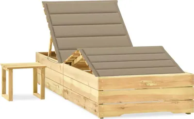 Produktbild von vidaXL Garten-Sonnenliege mit Tisch und Auflage Kiefer Imprägniert