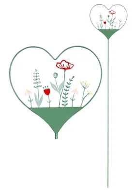 Produktbild von Stele Herz Schild H100cm Grün Metallschild Frühling Wiese Garten-Deko Gartenstele Deko Frühlingsdekoration Gartenstecker