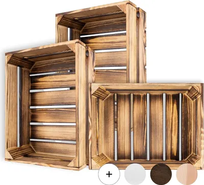 Produktbild von Creative Deco Holzkiste Vintage | 40x30x15 cm | Kiste Holz Geflammt | Obstkiste Deko Weinkisten Apfelkiste |Holzbox Geschenkbox Spielzeugkiste Aufbewahrungskiste