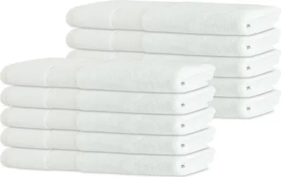 Zdjęcie produktu dla Bananalu Zestaw 10 Ręczników Gościnnych Jakość 450g/m2 100% Bawełna 30x50cm Ręcznik Frotte Ręcznik Gościnny Biały Biały