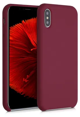 Produktbild von kwmobile Handyhülle für Apple iPhone X Hülle - Case Silikon - Kabelloses Laden - Schutzhülle Cover in Rhabarber Rot