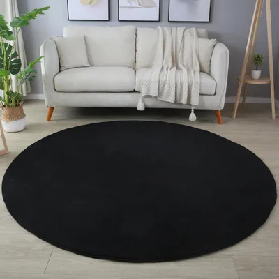 Image de Sky tapis poils ras rond Ø 160cm noir