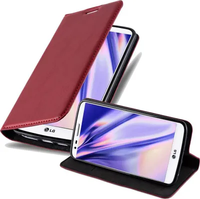 Produktbild von Cadorabo Hülle für LG G2 Schutz Hülle in Rot Handyhülle Etui Case Cover Magnetverschluss