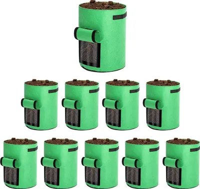 Obrázek produktu pro TolleTour výsadba Bag výsadba Bag brambor rajčat arašídy netkané prodyšné výsadba Bag zelenina Bag 10 kusů 7 galon zelená