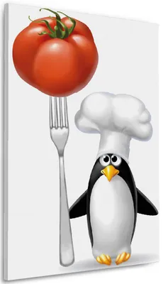 Produktbild von Wallario Premium Leinwandbild Pinguin Koch in Größe 60 x 90 cm