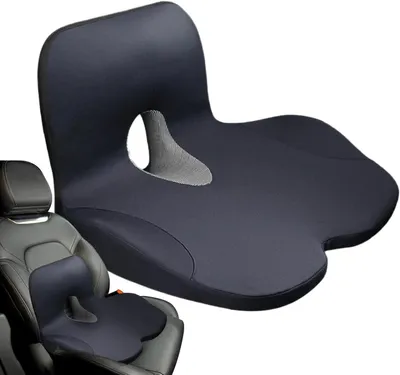 Produktbild von Sitzkissen Autositzkissen Mit Memory Und Rückenstütze | Ergonomisches Lendenkissen Mit Erhöhung Für Langes Sitzen Im Auto Und Rollstuhl