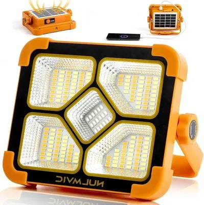 Image de Projecteur LED 60 W pour chantier, avec batterie et panneau solaire