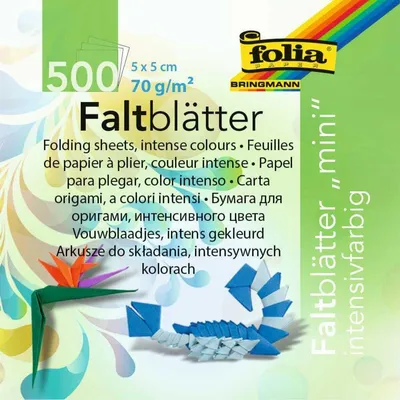 Produktbild von Folia 8955 Faltblätter "Mini" 5x5cm - 10 Farben sortiert, 500 Blatt, 70g/qm