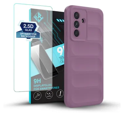 Produktbild von Handy Hülle für Samsung Galaxy A17 / A17 5G mit 9H Displayglas Displayschutz Plus Grip Case Cover Schutzhülle Softgrip Farbe: Violett