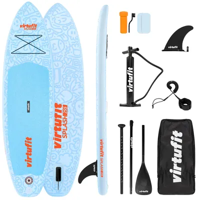Productafbeelding van VirtuFit Splash SUP-bord - Doodle Blauw - 255x75 cm - opblaasbaar, stabiel en lichtgewicht