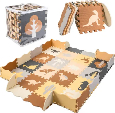 Obrázek produktu pro KIK Kontrastní pěnové puzzle 30 x 30 cm, 36 ks dinosauři, barevná