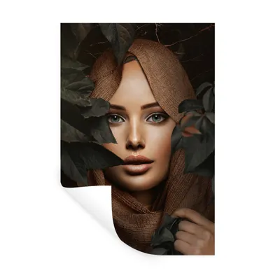 Obrázok produktu pre MuchoWow® Nálepka na stenu - Žena - Šatka - Príroda - 20x30cm - Samolepiaca a polohovateľná
