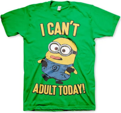 Produktbild von Minions - I Can't Adult Today T-Shirt - Medium - Green