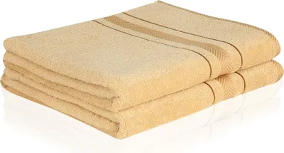 Produktbild von 2 er SET BEIGE BADETUCH 500g/m² 100% BAUMWOLLE 100x150