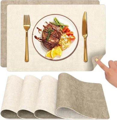 Produktbild von Famanu Platzsets aus Kunstleder, waschbar, antirutsch, braun/beige, Set von 4