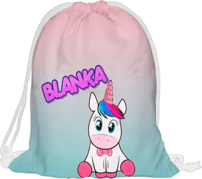 Produktbild von Kinder Turnbeutel mit Namen Beutel Fullprint Tasche Gymsac Jutebeutel Print Bag Fitness Einhorn Türkis [010]