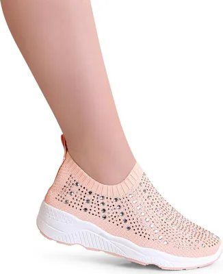 Produktbild von topschuhe24 1710-1 Damen Plateau Sneaker Light Slipper Glitzer, Farbe:Korall, Größe:38 EU