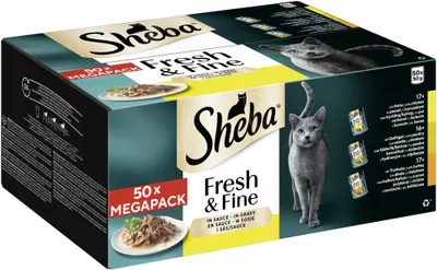 Produktbild von Sheba Fresh&Fine Megapack Sachets 50x50g Nass für Katzen Huhn Geflügel Truthahn
