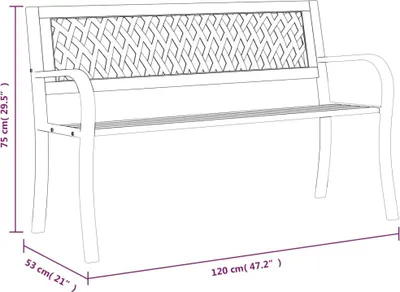 Imagen del producto de vidaXL Banco de jardín negro, 120 cm, acero