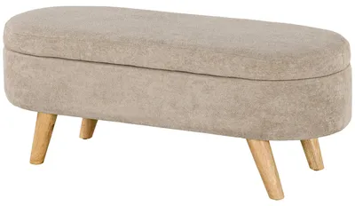 Produktbild von 2-in-1-Stoffbank/Bettbank mit Stauraum und Holzbeinen, 110 cm (B) x 40 cm (T) x 43 cm (H), beige