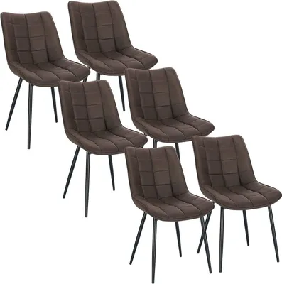 Produktbild von WOLTU 6 x Esszimmerstühle, mit Sitzfläche aus Stoffbezug, Dunkelbraun