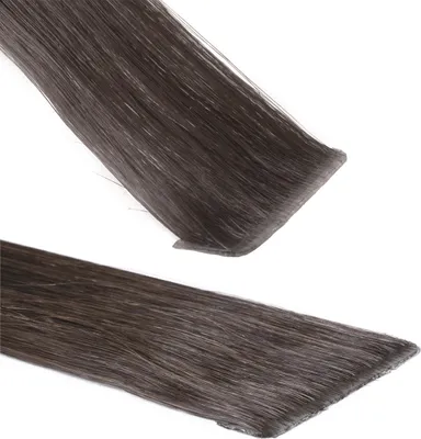 Image de hair2heart Invisible Tape Extensions Human Hair Premium - 10 bandes 40cm 6/0 blond foncé