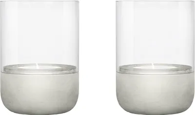 Produktbild von Blomus 66254 Windlicht CALMA 2er Set Light Gray