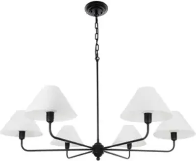 Produktbild von Kronleuchter Classy Plus - Schwarz Modernes Design Breiter Weißer Lampenschirm Elegante Pendelleuchte Hängeleuchte Stilvolles Hochwertige
